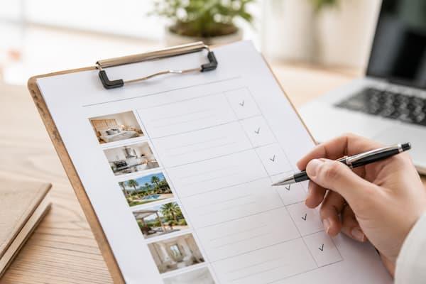 Überprüfung einer Checkliste für Ferienvermietung